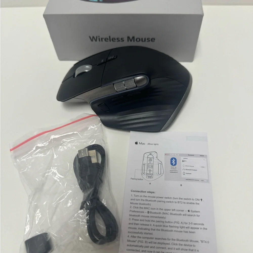 LED Wireless Mouse Ergonomic Silence Click Rechargeable 4000 DPI 9Multi Buttons